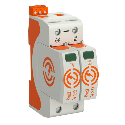 Surge arrester V20, 2-pole with remote signalling, 385 V OBO Type 5095302