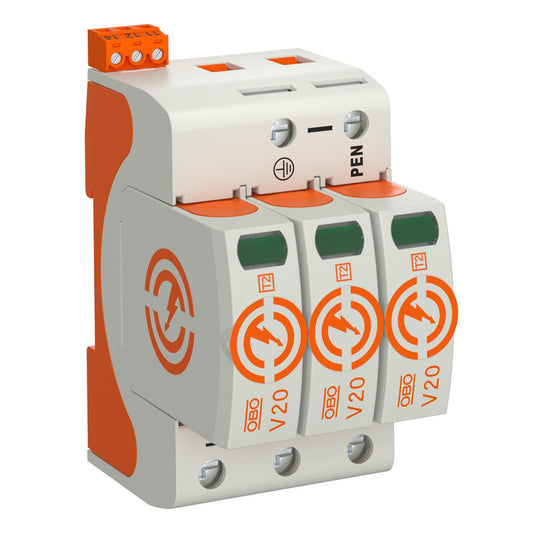 Surge arrester V20, 3-pole with remote signalling, 385 V OBO Type 5095303
