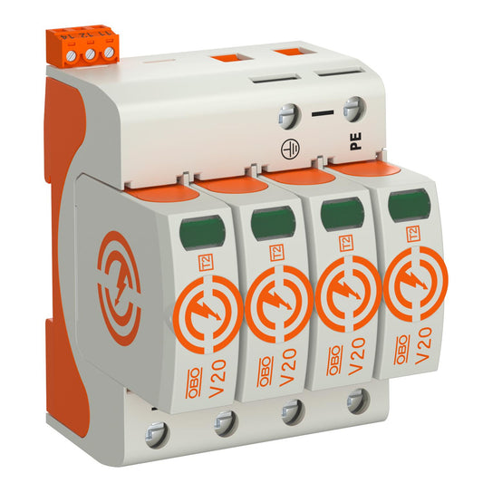 Surge arrester V20, 4-pole with remote signalling, 385 V OBO Type 5095304